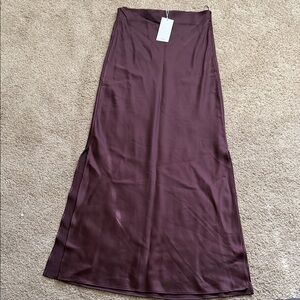 Mango Silky Burgundy A-Line Maxi Skirt